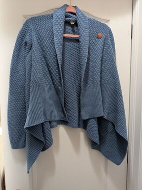 Matilda Jane Dusty Blue Textured Open-Front Draped Cardigan